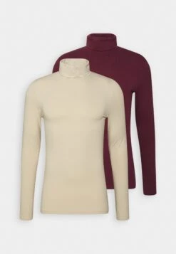 Pier One 2 PACK - Langarmshirt - Beige/bordeaux -Günstiges Mode Verkaufsgeschäft 083e6d68bc49437384fd817889cdca43