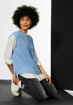STREET ONE ÄRMELLOSER - Strickpullover - Blau -Günstiges Mode Verkaufsgeschäft 607b47929a4643dd888c81cad996f48b