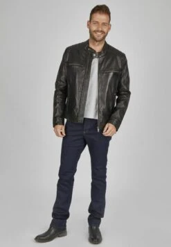 Bugatti MIT STEHKRAGEN UND DRUCKKNOPFRIEGEL - Lederjacke - Schwarz -Günstiges Mode Verkaufsgeschäft c0d8fb7f8161444aa3efebce3e350dc5